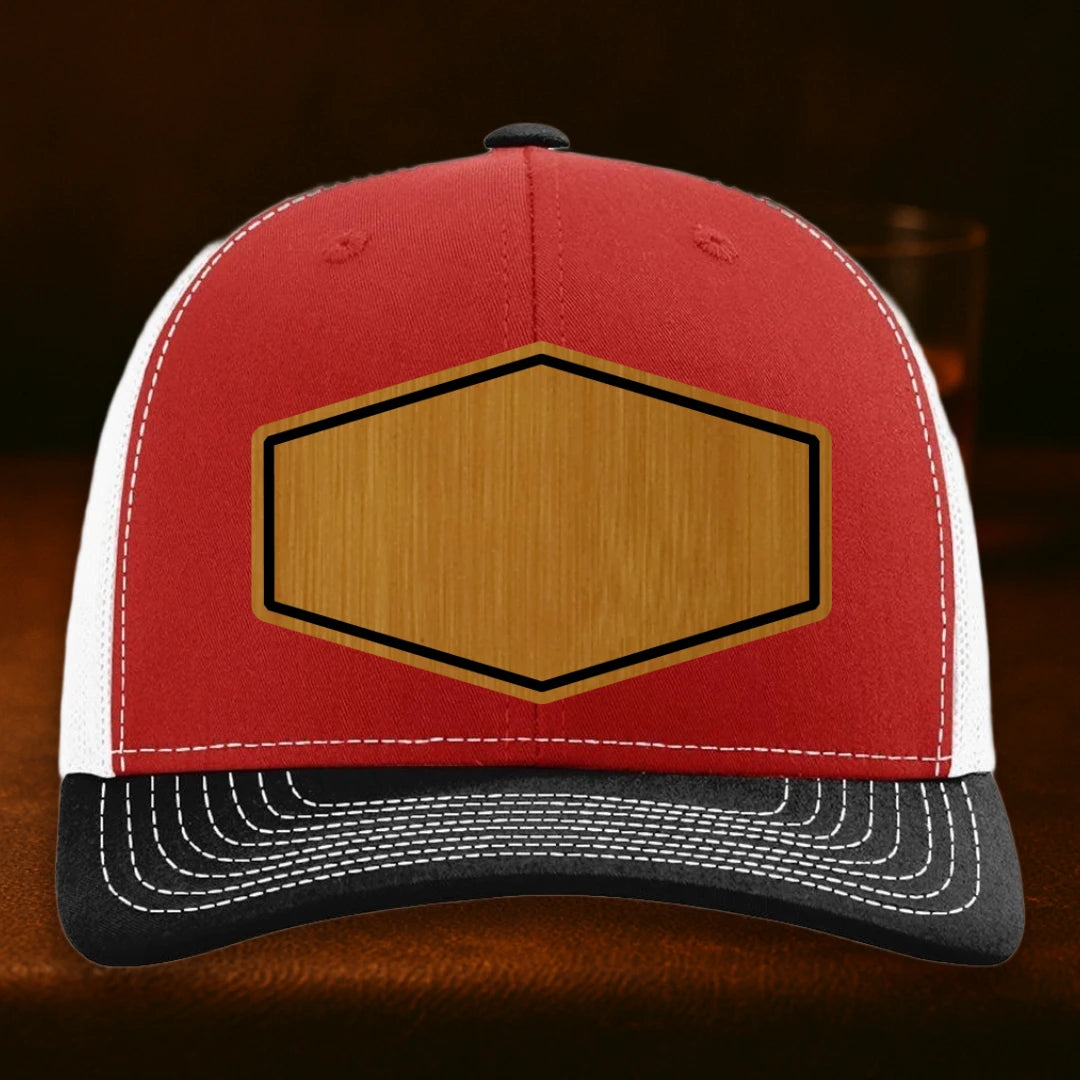 Upload Your Logo Custom Leather Patch Hat - Richardson 112 Red To White To Black