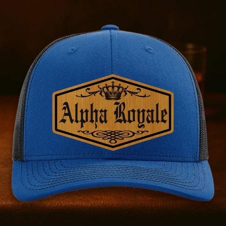 Alpha Royale Personalized Leather Patch Hat - Richardson 112 Royal To Black