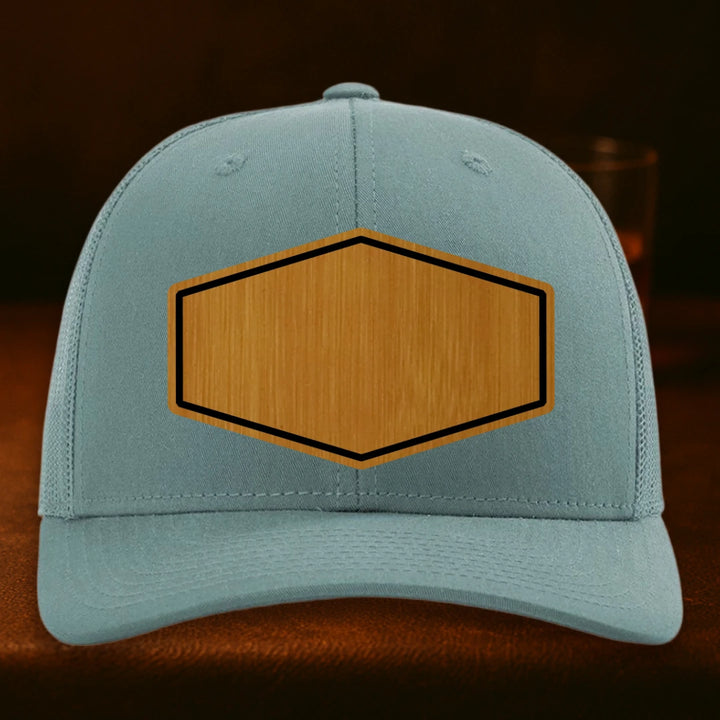Upload Your Logo Custom Leather Patch Hat - Richardson 112 Smoke Blue