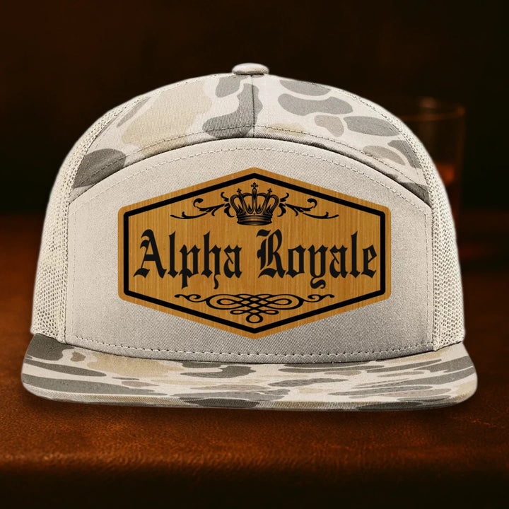 Alpha Royale Personalized Leather Patch Hat - Richardson 168P Harvest Duck Camo To Sandstone