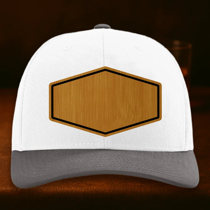 Upload Your Logo Custom Leather Patch Hat - Richardson 112 White To Charcoal Combo