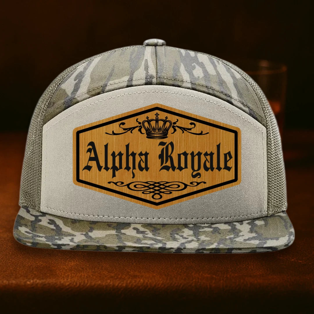Alpha Royale Personalized Leather Patch Hat - Richardson 168P Mossy Oak Bottomland To Loden