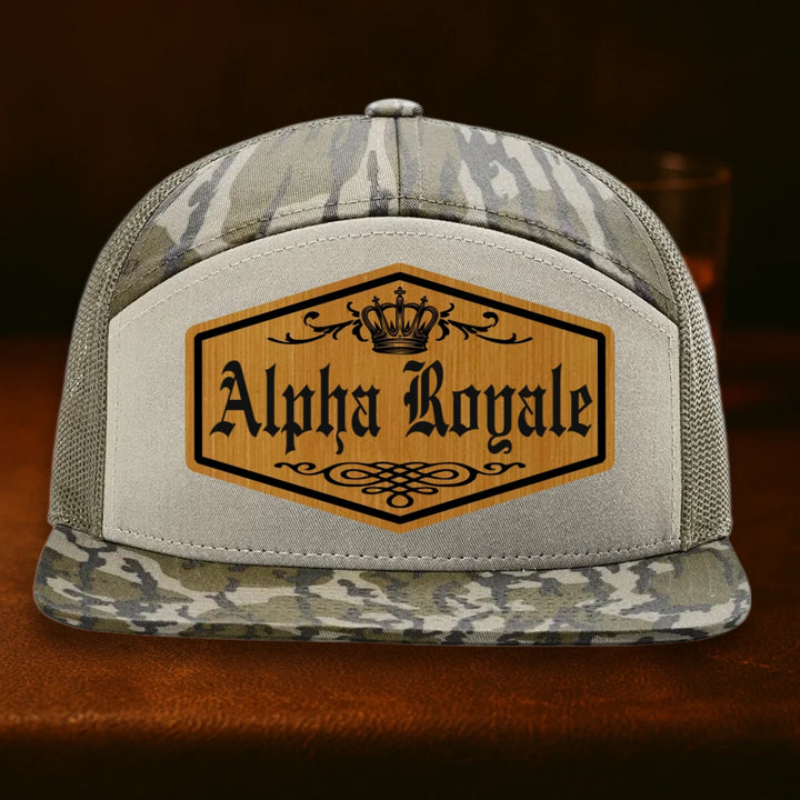 Alpha Royale Personalized Leather Patch Hat - Richardson 168P Mossy Oak Bottomland To Loden