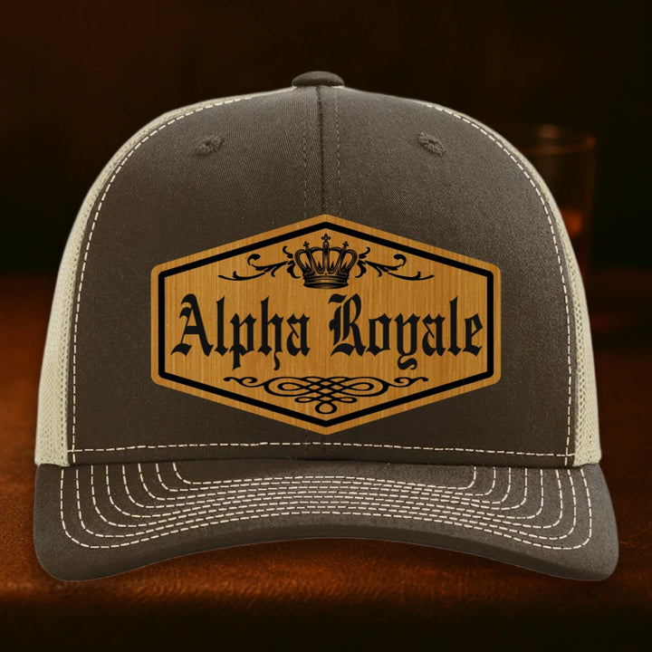 Alpha Royale Personalized Leather Patch Hat - Richardson 112 Brown To Khaki