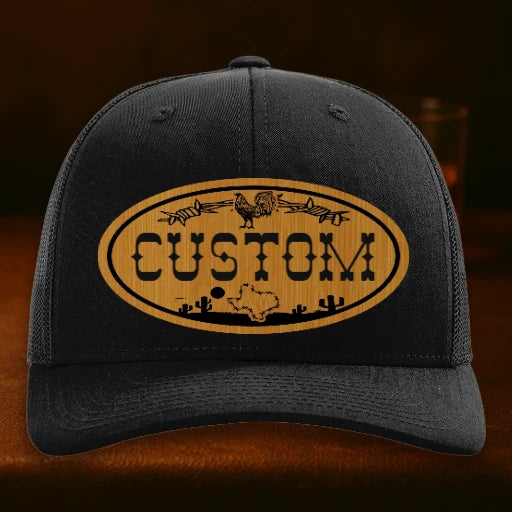 Lonestar Rooster Personalized Leather Patch Hat