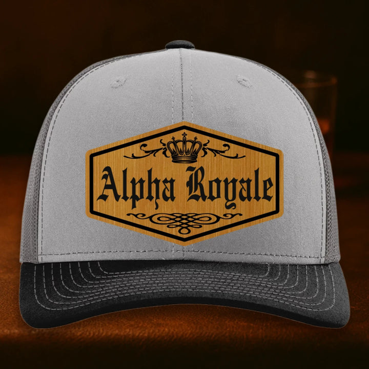 Alpha Royale Personalized Leather Patch Hat - Richardson 112 Grey To Charcoal To Black