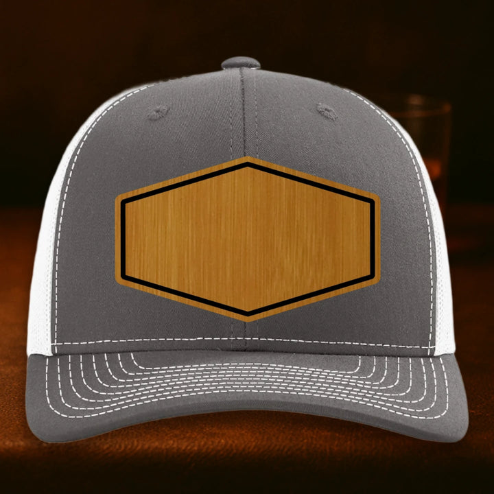 Upload Your Logo Custom Leather Patch Hat - Richardson 112 Charcoal To White