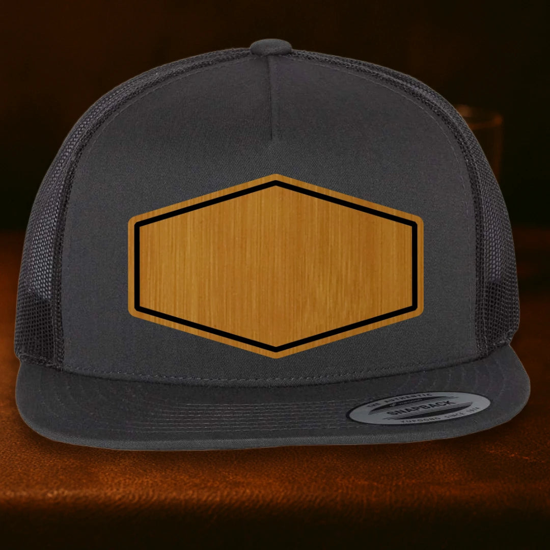 Upload Your Logo Custom Leather Patch Hat - Yupoong 6006 Charcoal
