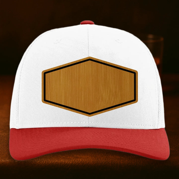Upload Your Logo Custom Leather Patch Hat - Richardson 112 White To Red Combo