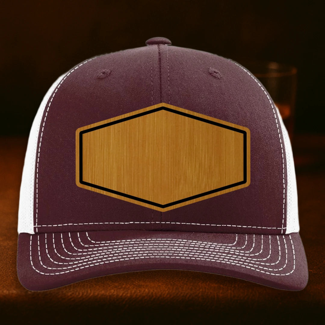 Upload Your Logo Custom Leather Patch Hat - Richardson 112 Maroon To White