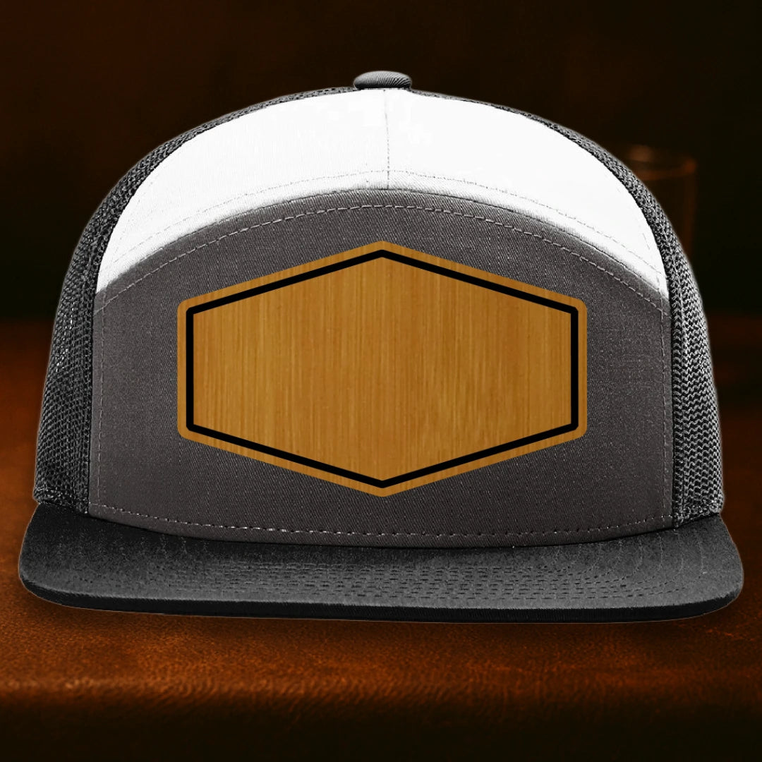 Upload Your Logo Custom Leather Patch Hat - Richardson 168 Charcoal To Black To White