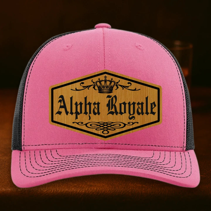 Alpha Royale Personalized Leather Patch Hat - Richardson 112 Hot Pink To Black