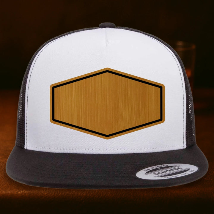 Upload Your Logo Custom Leather Patch Hat - Yupoong 6006 Black To White To Black